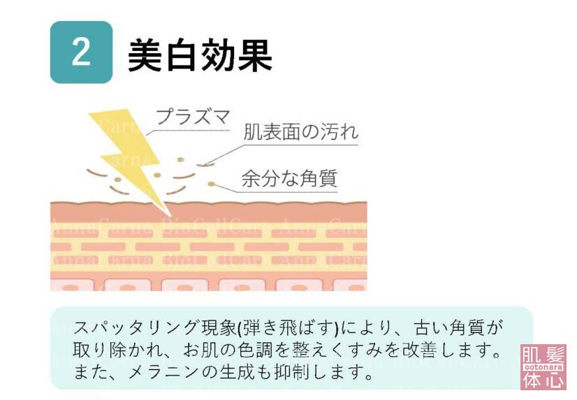 ２.美白効果　スパッタリング減少により、古い角質が取り除かれ、お肌の色調を整えくすみを改善します。メラニンの先生も抑制します。｜≪高濃度ヒト幹細胞培養液/iPSフェイシャル専門エステサロン≫ iPS BioCellCare AnnaCarna アンナカルナ【シミケア専科 プラズマ O:Celloオセロ 東京店 併設】肌質改善☆年齢肌☆小顔矯正☆シミ取り専門☆プラズマシミ取り放題◆プラズマシャワー・プラズマミスト・プラズマニードル◆芸能人ご用達コスメ「リアボーテ化粧品」正規販売店・クレアスキン・グランスキン・シェリースキン・エキスパートローション・リアムール・健美草◆購入方法・口コミ・効果・使い方・ビフォーアフター・動画・写真・通販・ネット販売対象外商品｜港区 南青山 銀座線 外苑前駅・青山一丁目駅◆個室完備・医療提携サロン・メディカルエステ