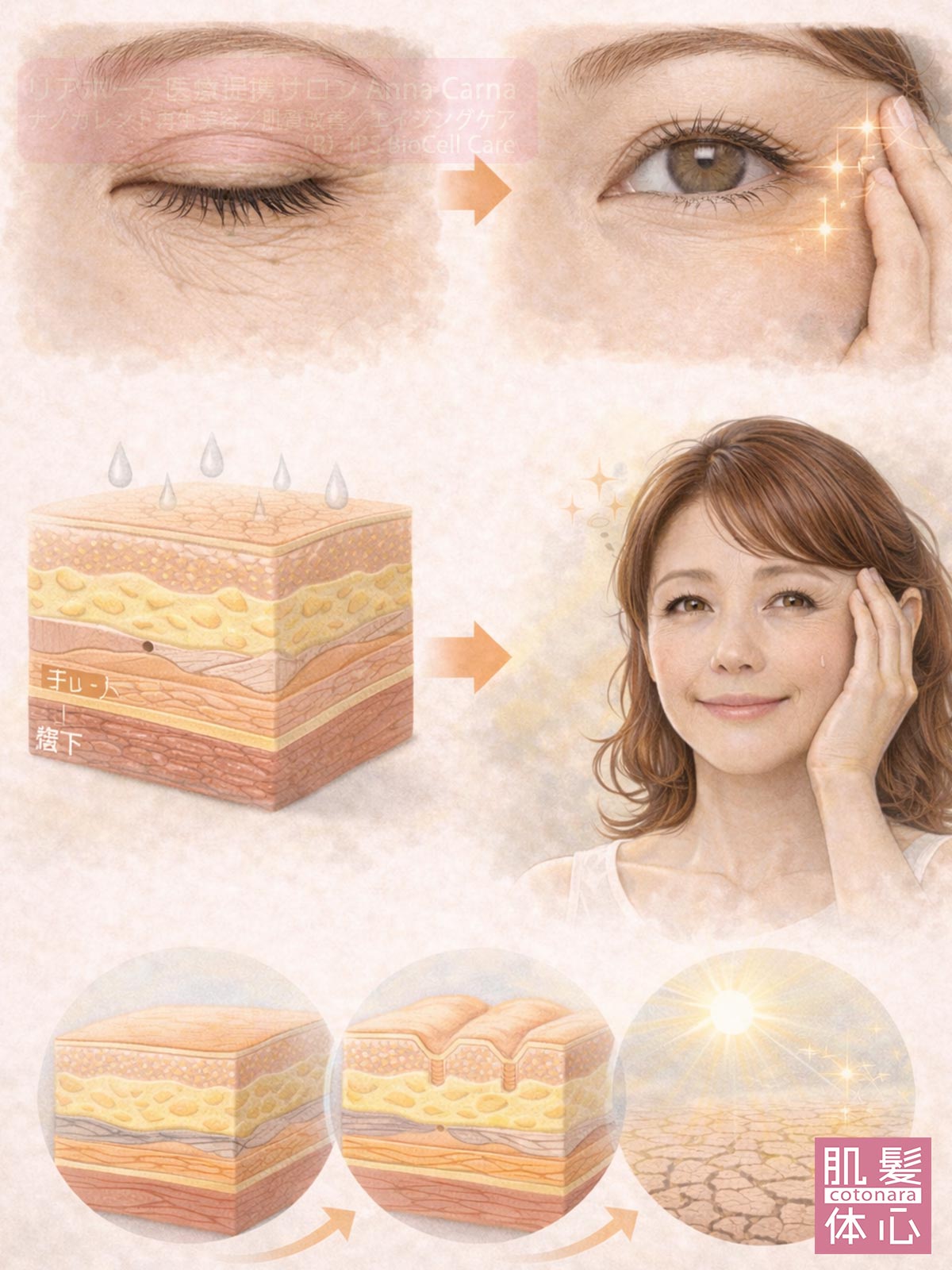 切らない・注射しない目元リフト(エステ)|ナノカレント施術写真|リアボーテ専門サロンAnnaCarna 南青山