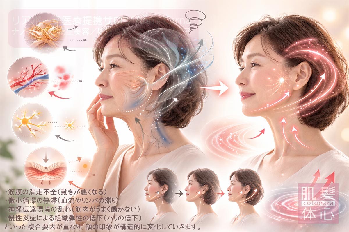 リアボーテ医療提携サロン AnnaCarna（アンナカルナ）のナノカレントで自然に整う横顔リフト印象比較